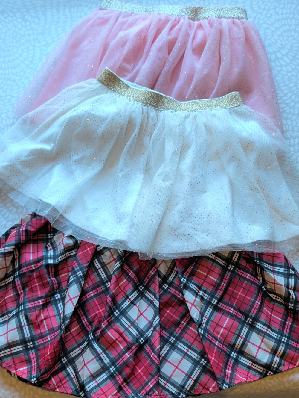 Girl's Bundle of Three Tutus Skirts Pink Cream Holiday Glitter Size 6